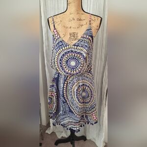 Vibrant Geometric Pompom Dress